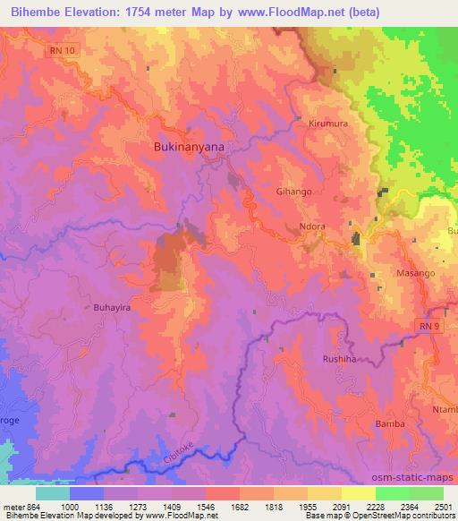 Bihembe,Burundi Elevation Map