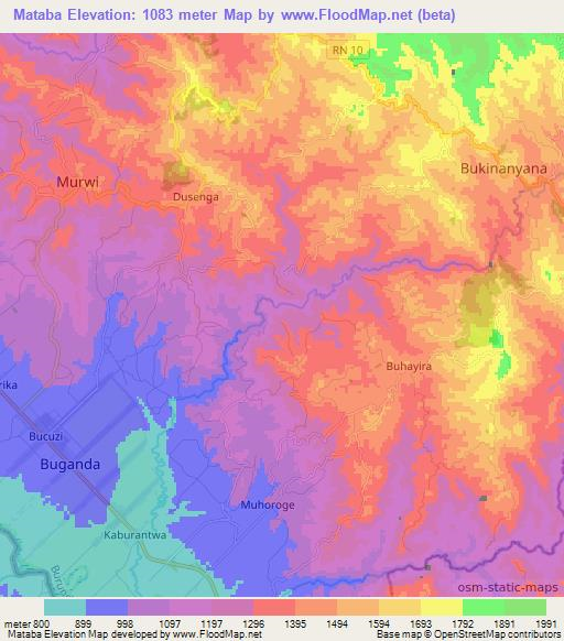 Mataba,Burundi Elevation Map
