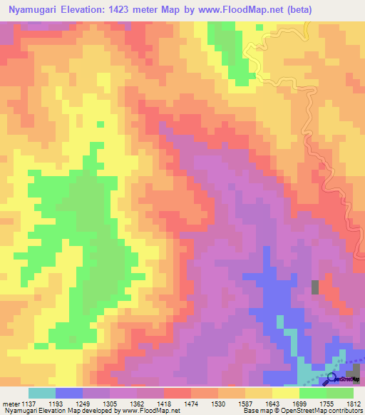 Nyamugari,Burundi Elevation Map