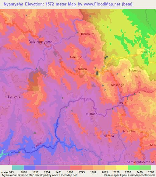 Nyamyeha,Burundi Elevation Map