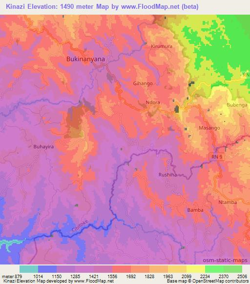 Kinazi,Burundi Elevation Map
