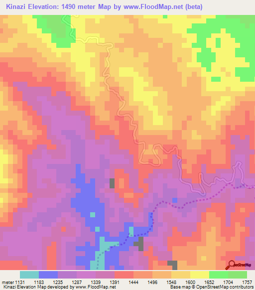 Kinazi,Burundi Elevation Map