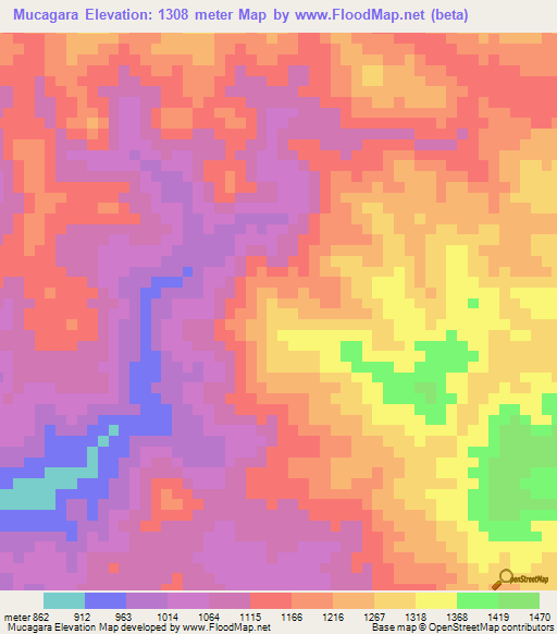 Mucagara,Burundi Elevation Map