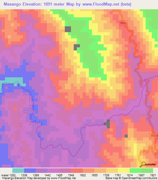 Masango,Burundi Elevation Map