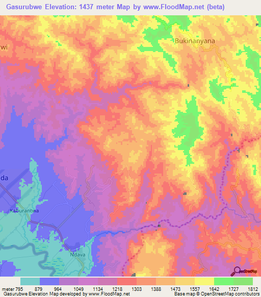 Gasurubwe,Burundi Elevation Map