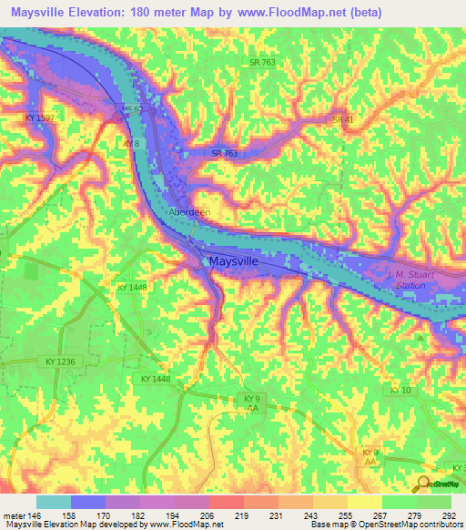 Maysville,US Elevation Map