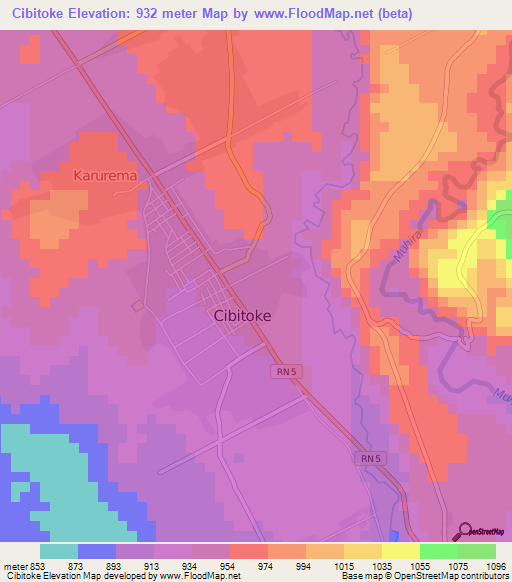 Cibitoke,Burundi Elevation Map