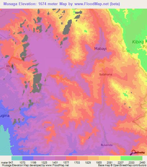Musaga,Burundi Elevation Map