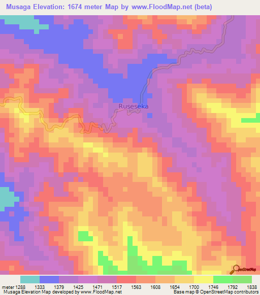 Musaga,Burundi Elevation Map