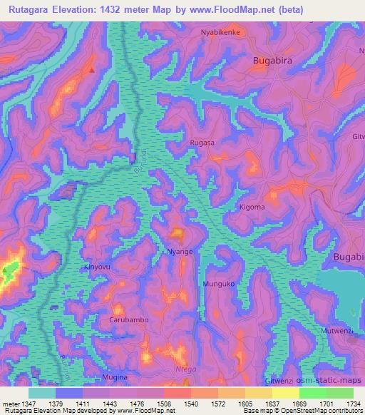 Rutagara,Burundi Elevation Map