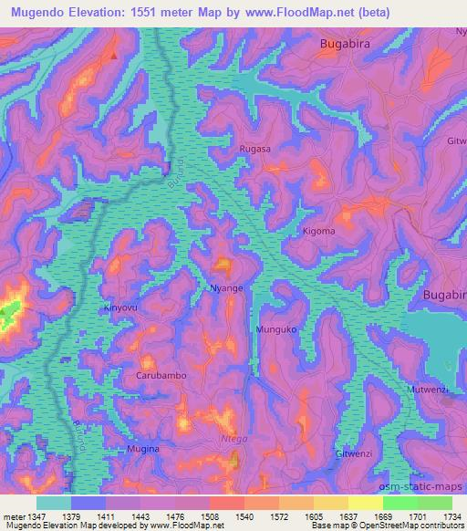 Mugendo,Burundi Elevation Map