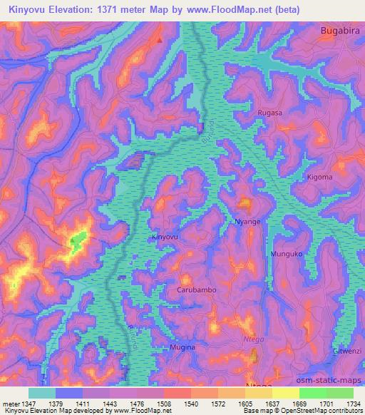 Kinyovu,Burundi Elevation Map