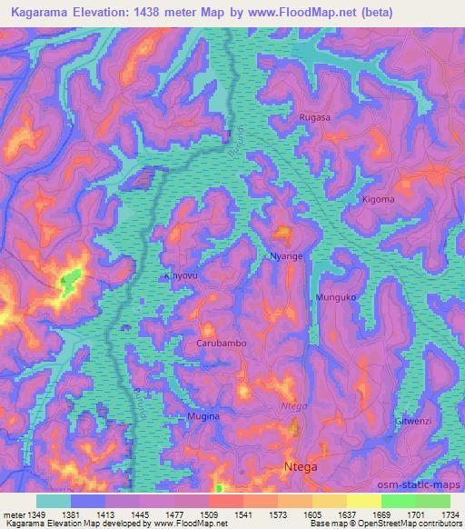 Kagarama,Burundi Elevation Map