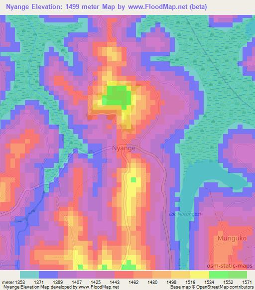 Nyange,Burundi Elevation Map