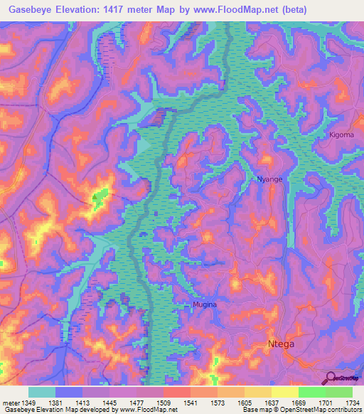 Gasebeye,Burundi Elevation Map