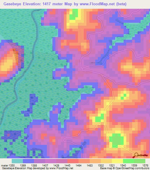 Gasebeye,Burundi Elevation Map