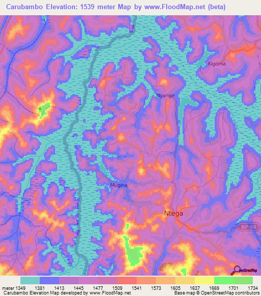 Carubambo,Burundi Elevation Map
