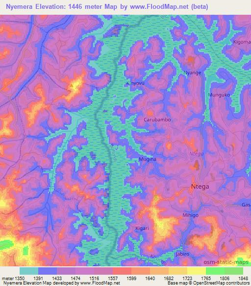 Nyemera,Burundi Elevation Map