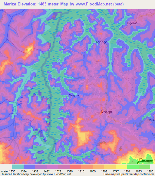 Mariza,Burundi Elevation Map