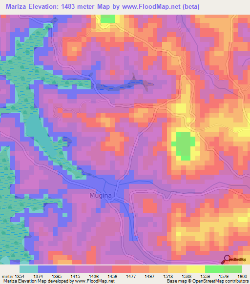 Mariza,Burundi Elevation Map