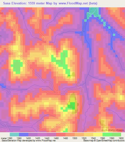 Sasa,Burundi Elevation Map