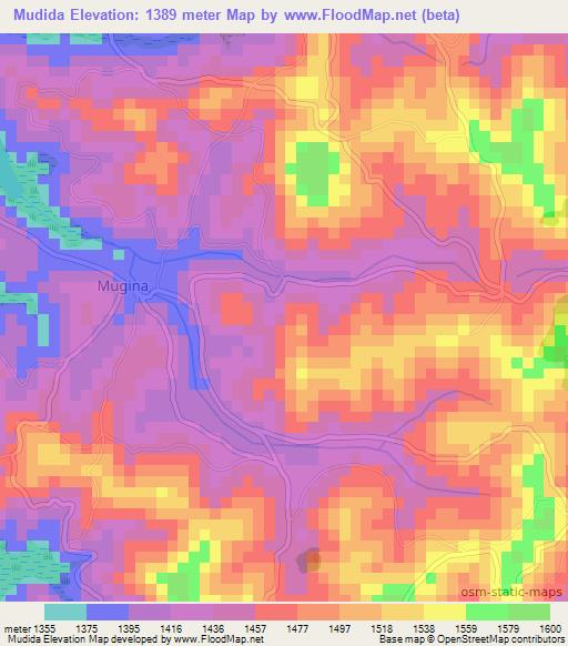 Mudida,Burundi Elevation Map