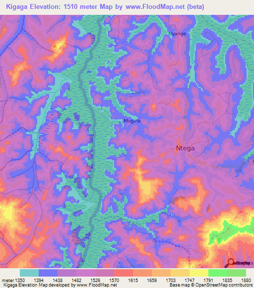 Kigaga,Burundi Elevation Map