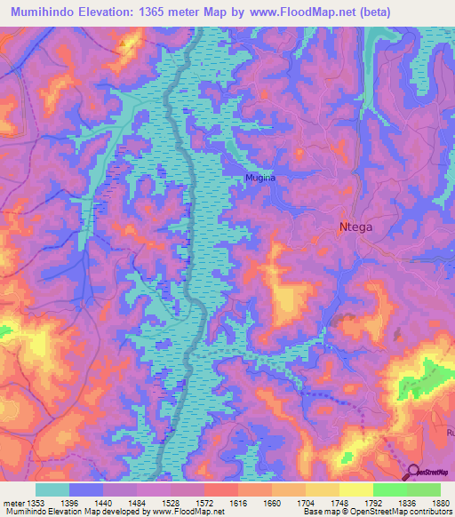 Mumihindo,Burundi Elevation Map