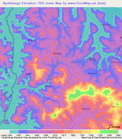 Nyabihanga,Burundi Elevation Map