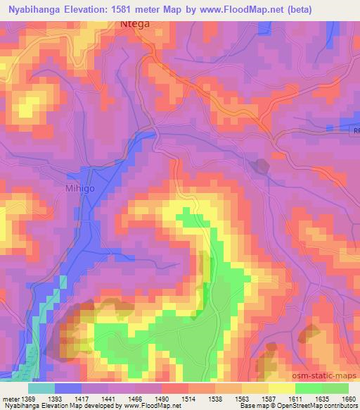 Nyabihanga,Burundi Elevation Map
