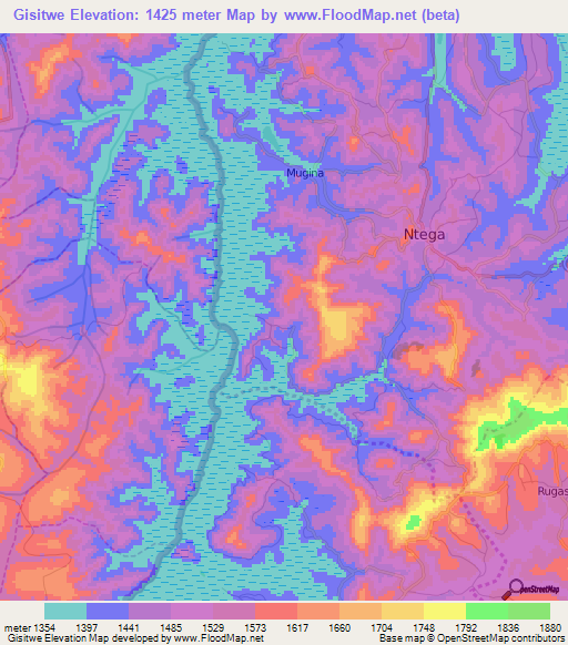 Gisitwe,Burundi Elevation Map