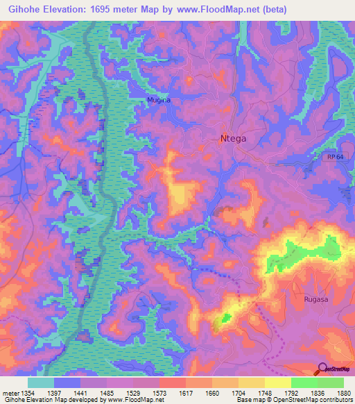 Gihohe,Burundi Elevation Map