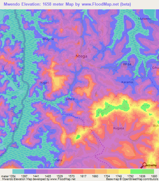 Mwendo,Burundi Elevation Map