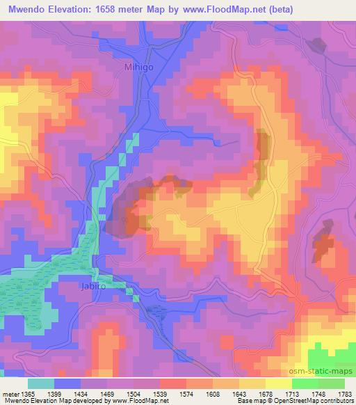 Mwendo,Burundi Elevation Map