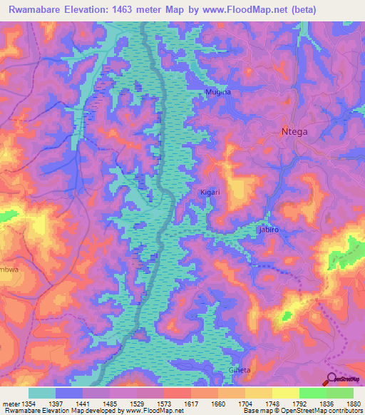 Rwamabare,Burundi Elevation Map