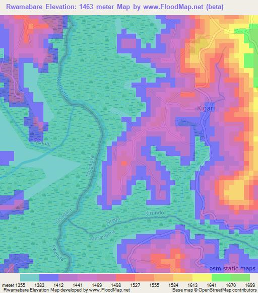 Rwamabare,Burundi Elevation Map