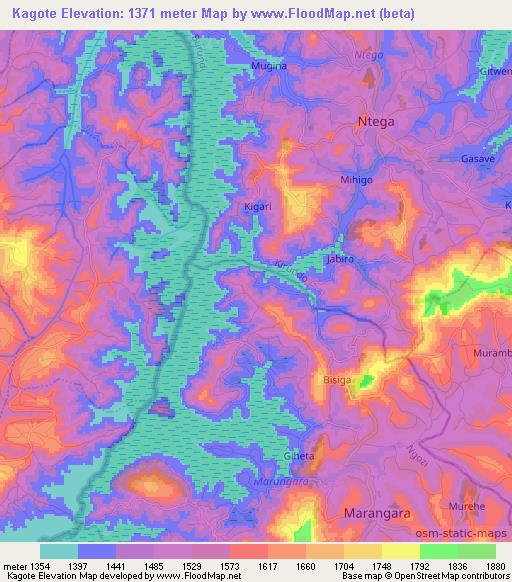 Kagote,Burundi Elevation Map