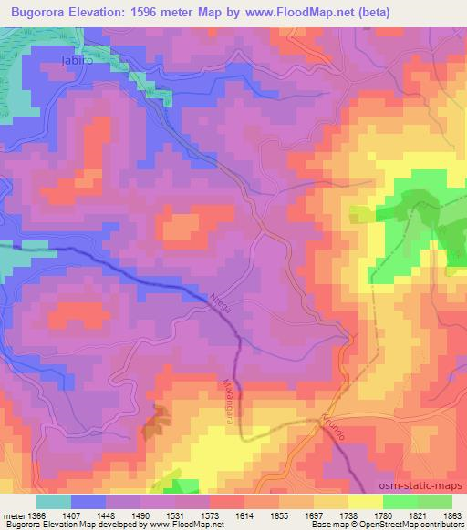 Bugorora,Burundi Elevation Map