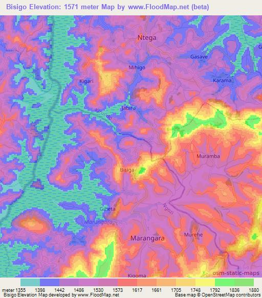 Bisigo,Burundi Elevation Map