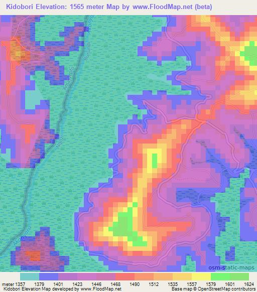 Kidobori,Burundi Elevation Map