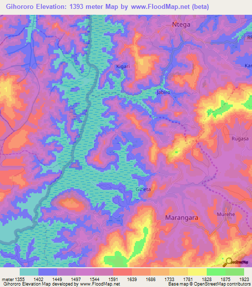Gihororo,Burundi Elevation Map