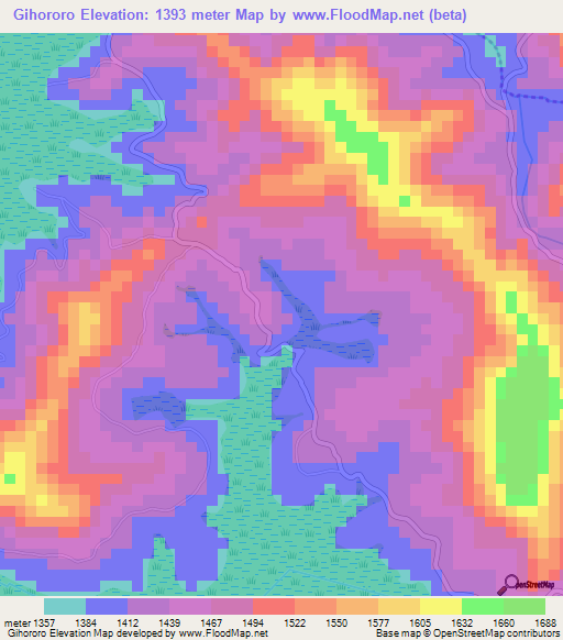 Gihororo,Burundi Elevation Map