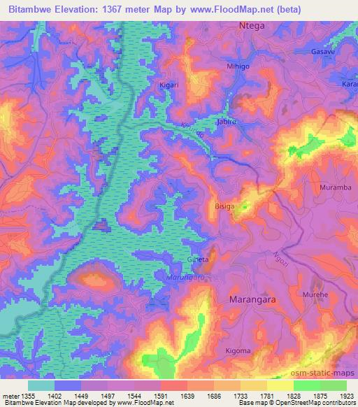 Bitambwe,Burundi Elevation Map