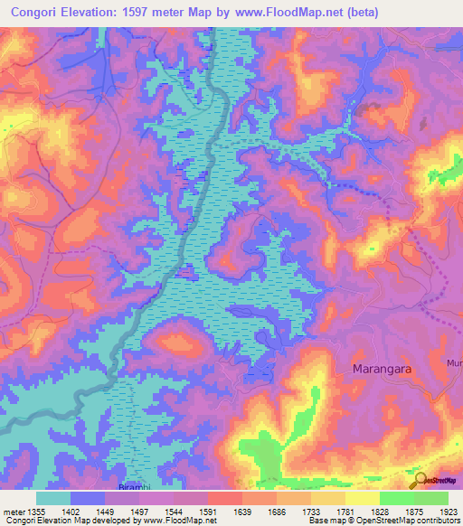 Congori,Burundi Elevation Map