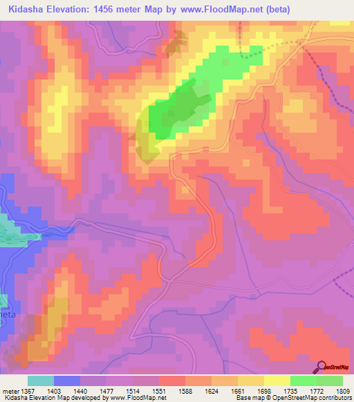 Kidasha,Burundi Elevation Map