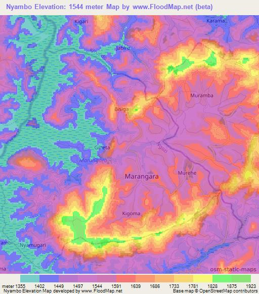 Nyambo,Burundi Elevation Map