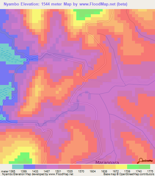 Nyambo,Burundi Elevation Map