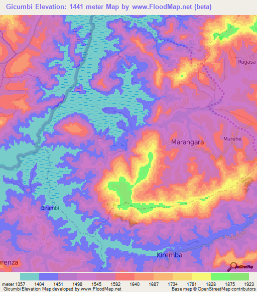 Gicumbi,Burundi Elevation Map