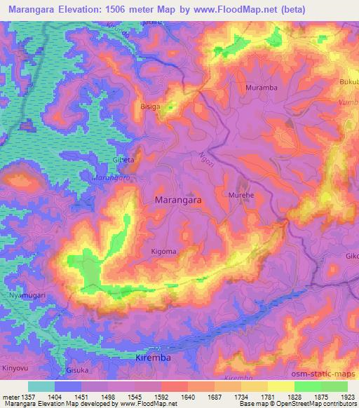 Marangara,Burundi Elevation Map
