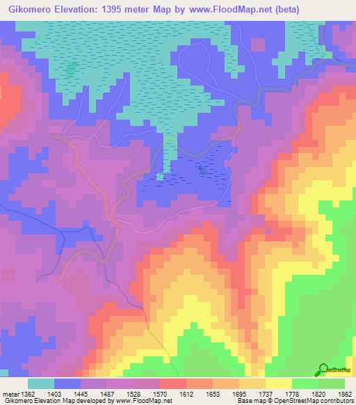 Gikomero,Burundi Elevation Map